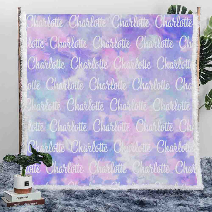 Personalised Plush Sherpa Blankets Unicorn Tie Dye Name Personalised Blanket