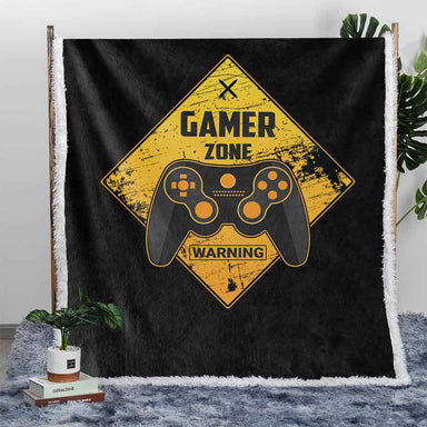 Warning Gamer Zone Plush Sherpa Blankets Warning Gamer Zone Blanket