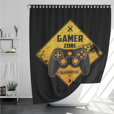Warning Gamer Zone Warning Gamer Zone Shower Curtain