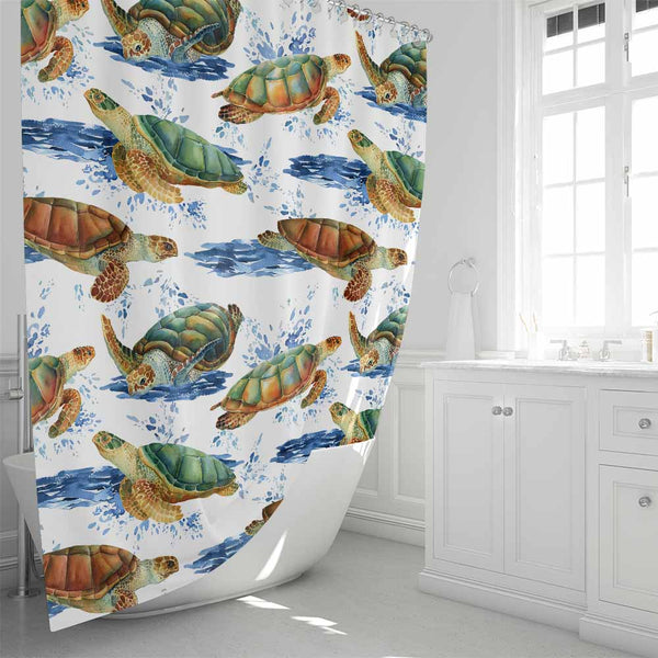 Water Painted Turtles Water Painted Turtles Shower Curtain
