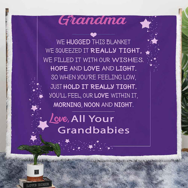 Personalised Plush Sherpa Blankets 75x100cm / Purple / We/Our We Hugged This Personalised Blanket -Stars