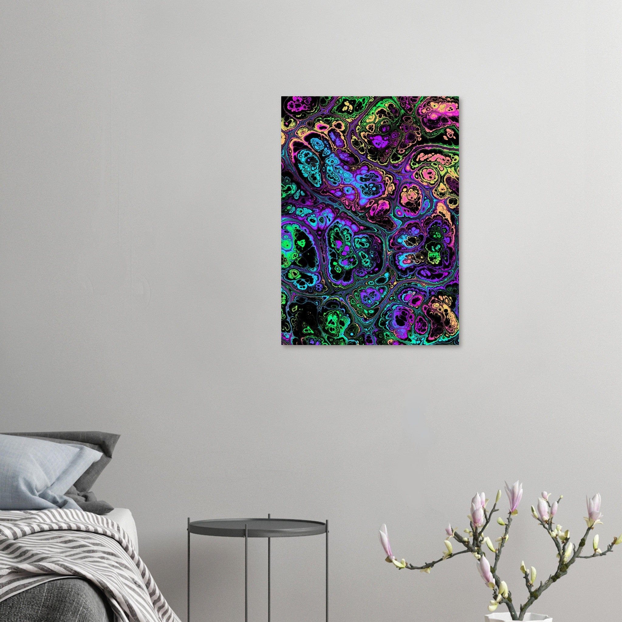 Little Squiffy Print Material 50x70 cm / 20x28″ / Vertical Neon Psychedelic Marble Aluminum Print Wall Art