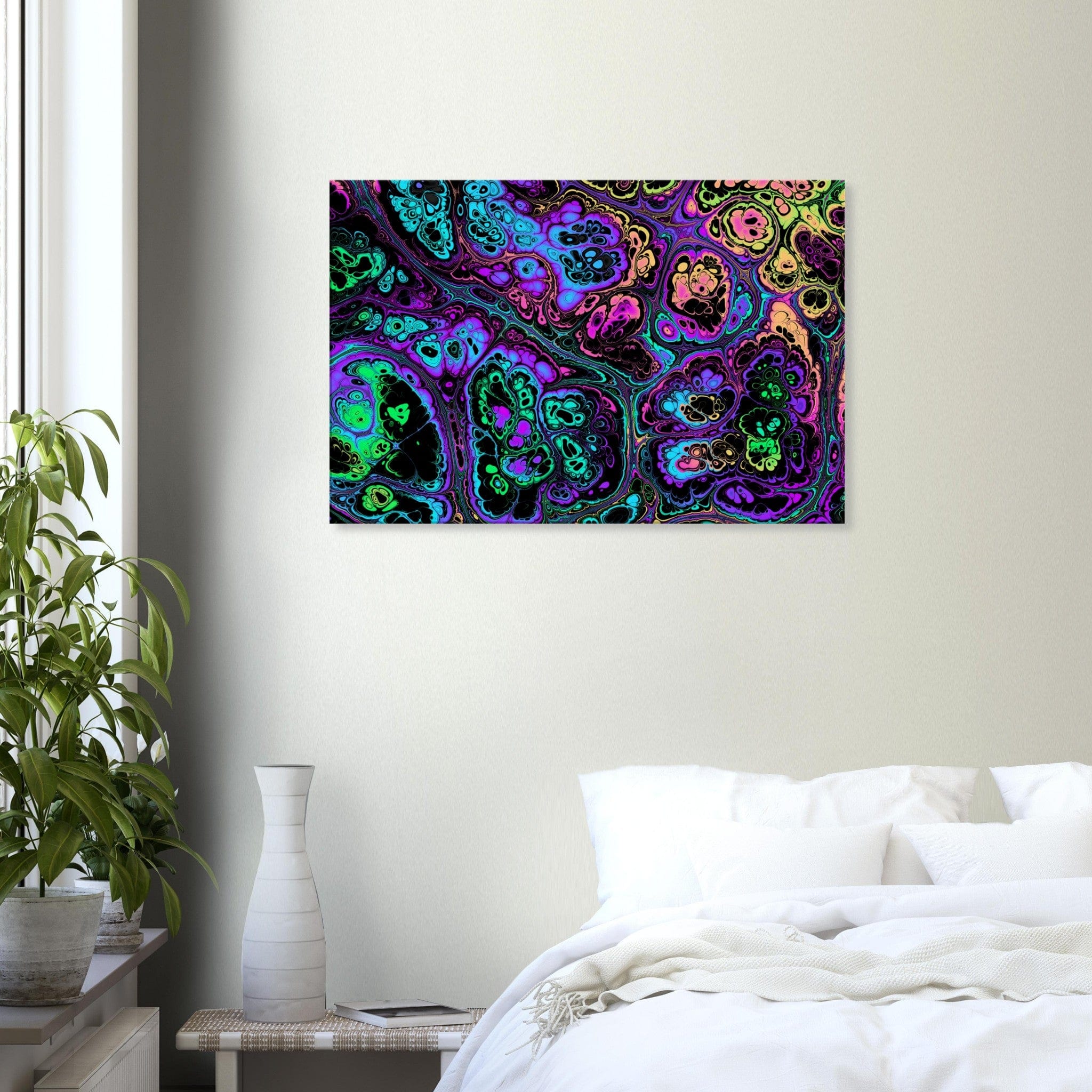 Marble Print Material 60x90 cm / 24x36″ / Horizontal Neon Psychedelic Marble Canvas Wall Art