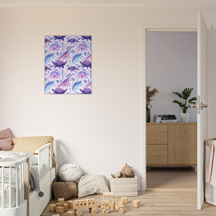 Little Squiffy Print Material 60x75 cm / 24x30″ / Vertical Pastel Dinosaurs Canvas Wall Art