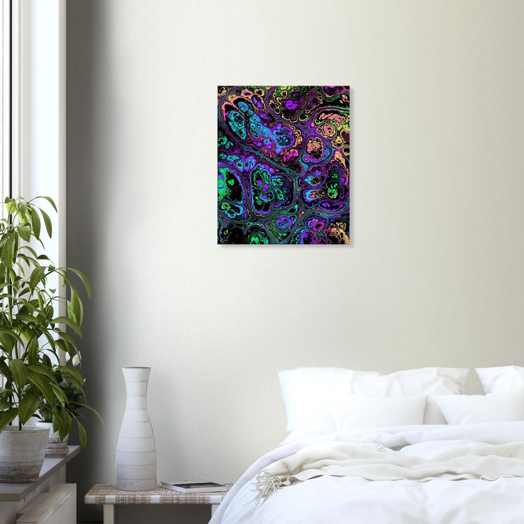 Marble Print Material 50x60 cm / 20x24″ / Vertical Neon Psychedelic Marble Canvas Wall Art