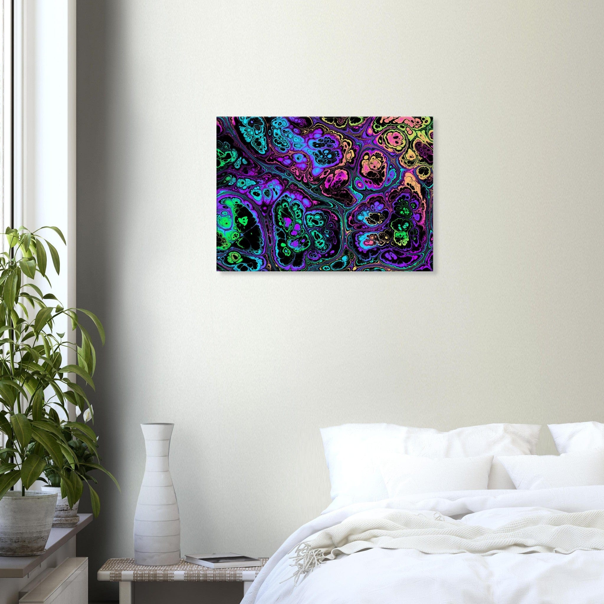 Marble Print Material 50x70 cm / 20x28″ / Horizontal Neon Psychedelic Marble Canvas Wall Art