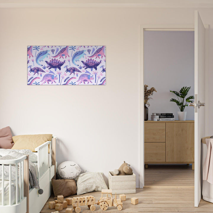 Little Squiffy Print Material 50x100 cm / 20x40″ / Horizontal Pastel Dinosaurs Canvas Wall Art