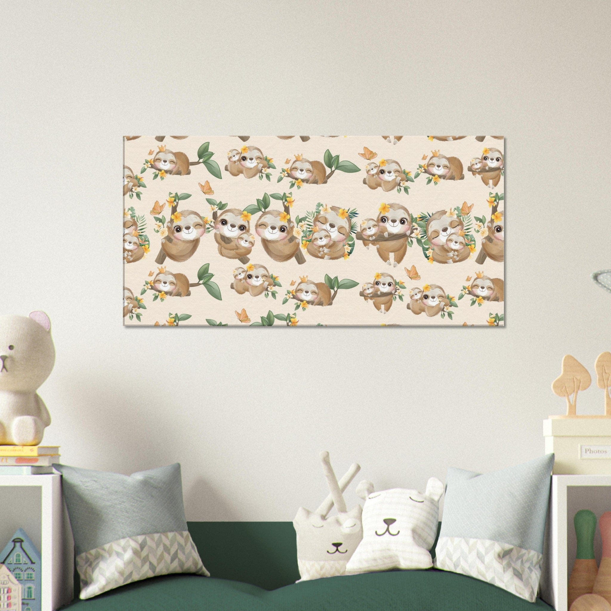 Little Squiffy Print Material 50x100 cm / 20x40″ / Horizontal Cute Sloth Canvas Wall Art