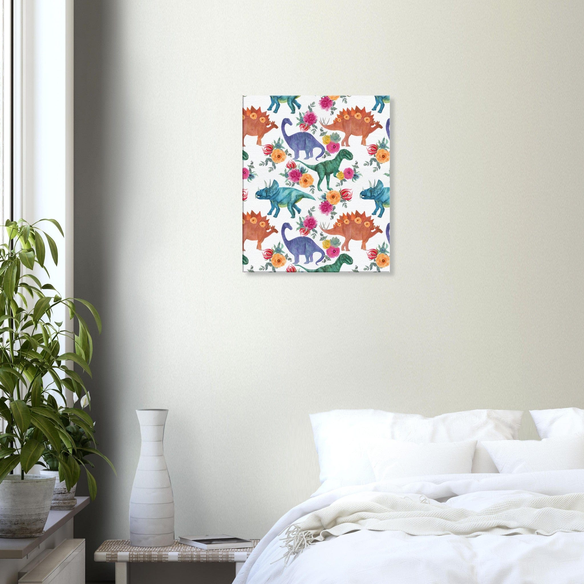 Little Squiffy Print Material 50x60 cm / 20x24″ / Vertical Floral Dinosaurs Canvas Wall Art