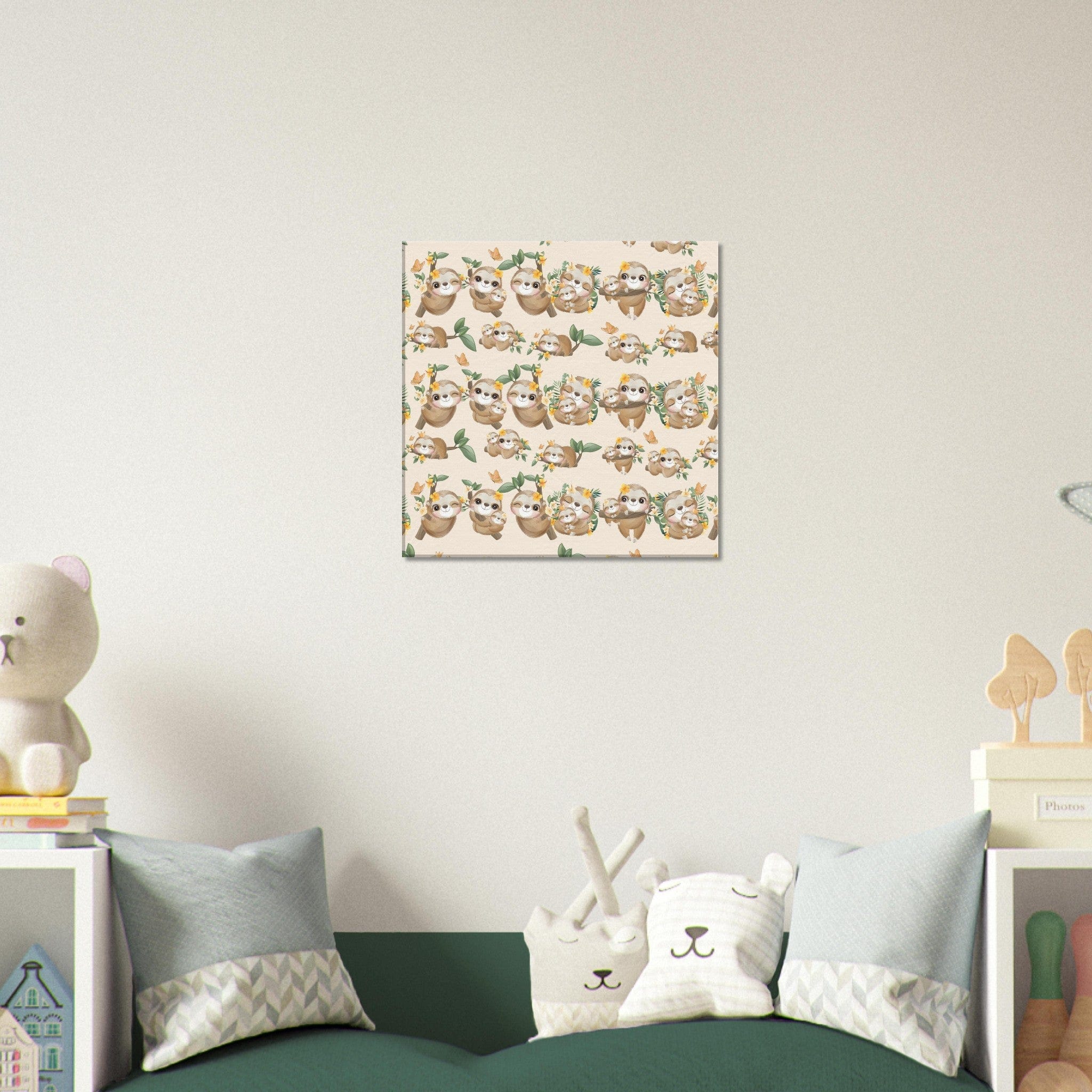 Little Squiffy Print Material 50x50 cm / 20x20″ / Horizontal Cute Sloth Canvas Wall Art