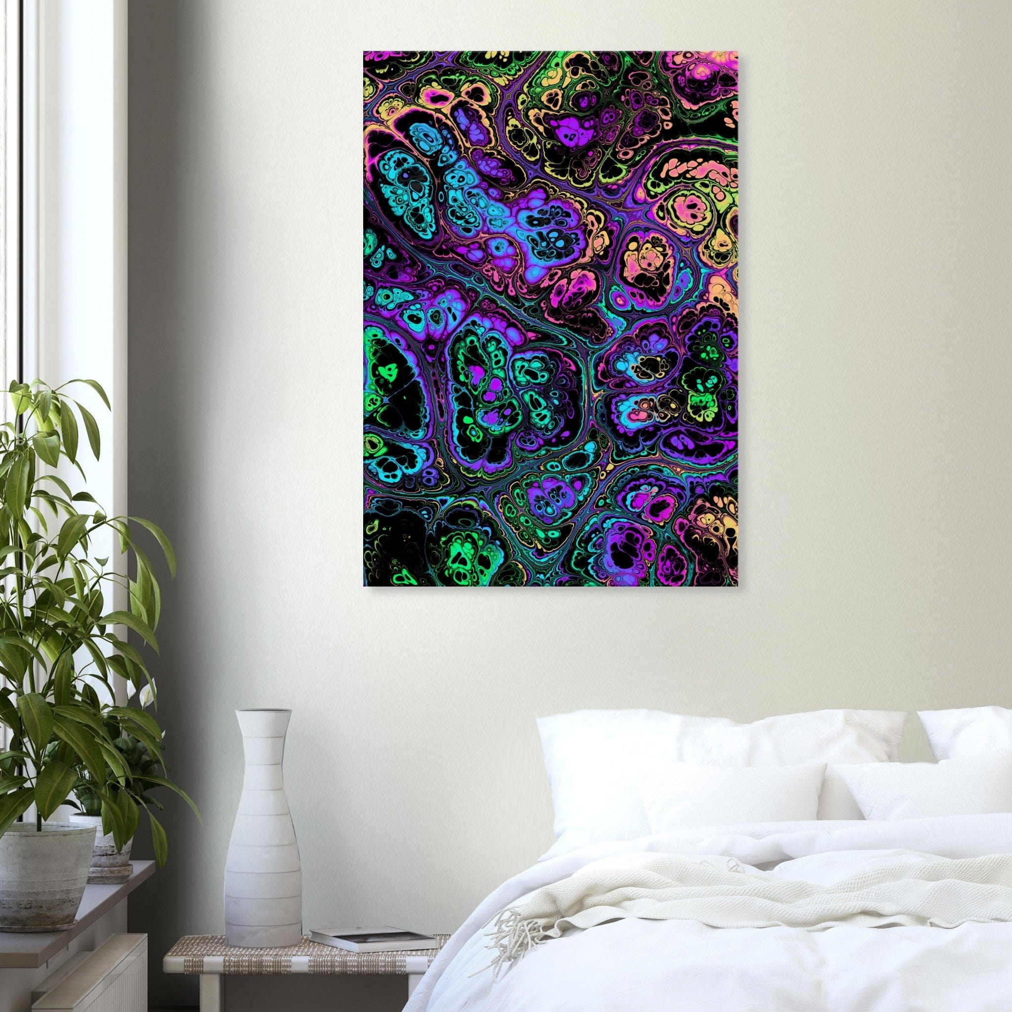 Marble Print Material 70x100 cm / 28x40″ / Vertical Neon Psychedelic Marble Canvas Wall Art