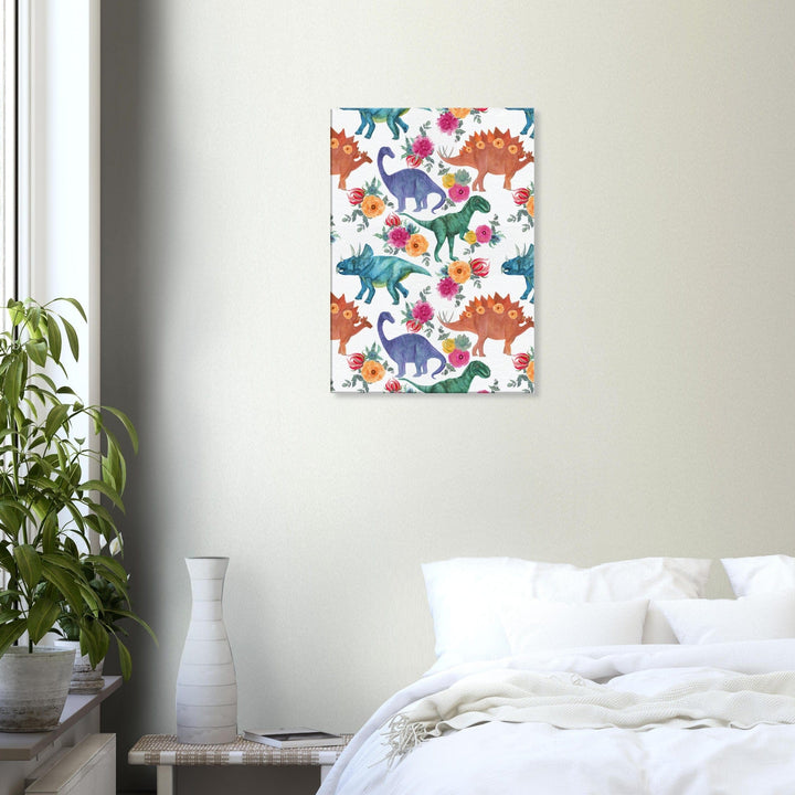 Little Squiffy Print Material 50x70 cm / 20x28″ / Vertical Floral Dinosaurs Canvas Wall Art