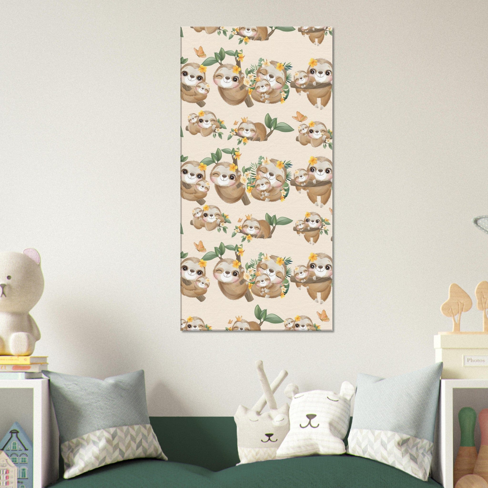 Little Squiffy Print Material 50x100 cm / 20x40″ / Vertical Cute Sloth Canvas Wall Art