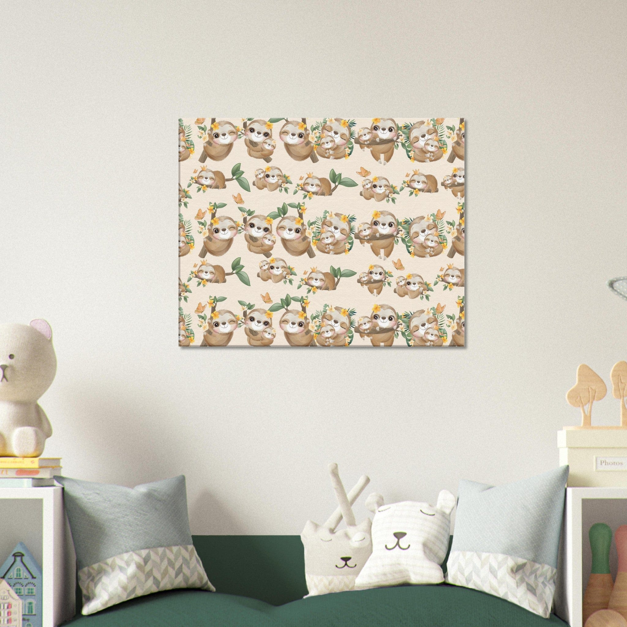Little Squiffy Print Material 60x75 cm / 24x30″ / Horizontal Cute Sloth Canvas Wall Art