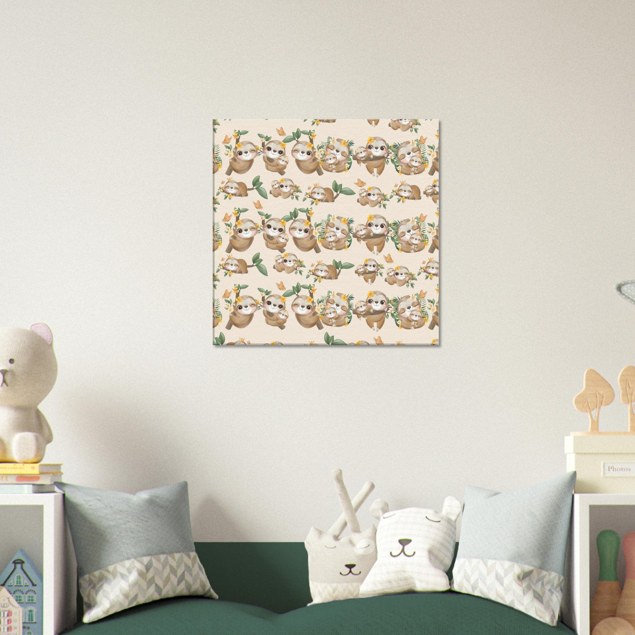Little Squiffy Print Material 60x60 cm / 24x24″ / Horizontal Cute Sloth Canvas Wall Art