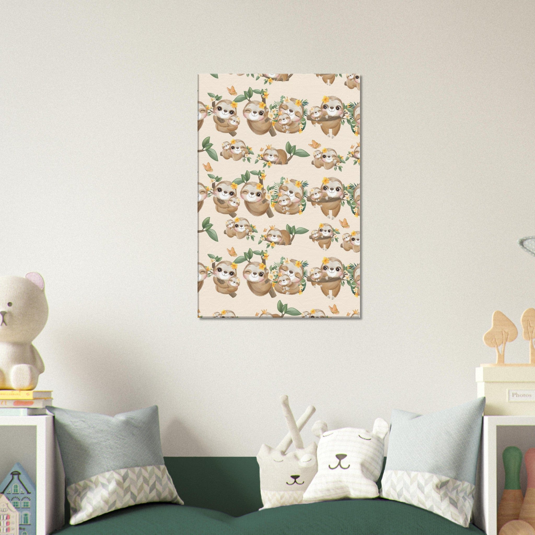 Little Squiffy Print Material 50x75 cm / 20x30″ / Vertical Cute Sloth Canvas Wall Art