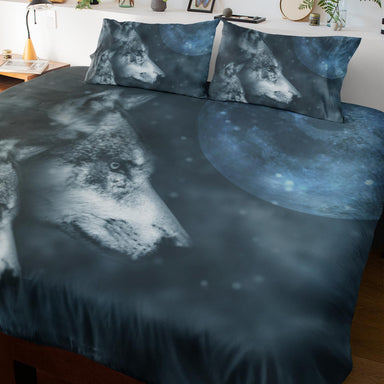 Grey Wolf And Pup Grey Wolf And Pup Quilt Cover Set