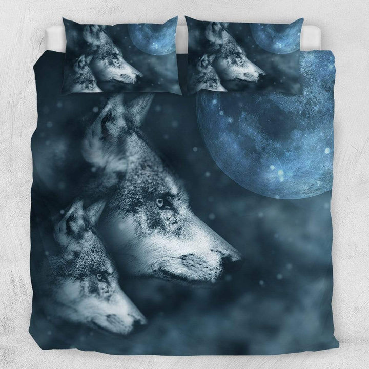 Grey Wolf And Pup Grey Wolf And Pup Quilt Cover Set