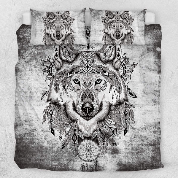 Grey Wolf Dream Catcher Grey Wolf Dream Catcher Quilt Cover Set