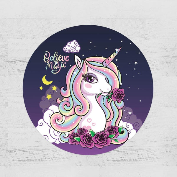 Believe In Magic Unicorn Believe In Magic Unicorn Round Minky Blanket