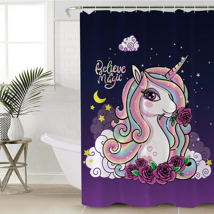 Believe In Magic Unicorn Believe In Magic Unicorn Shower Curtain