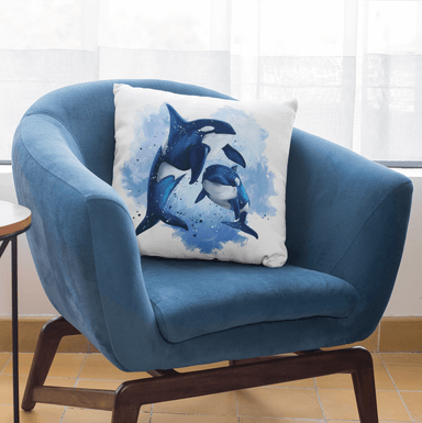 Orcas Of The Sea Cushion Cover - On sale-On Sale-Little Squiffy