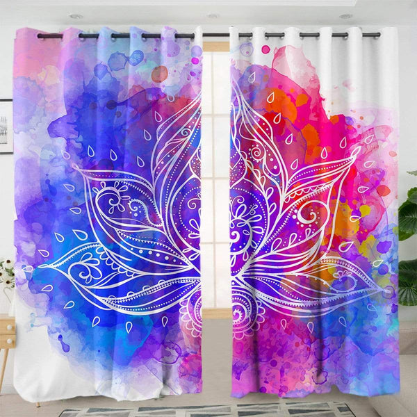 Water Colour Lotus Water Colour Lotus Curtain Set