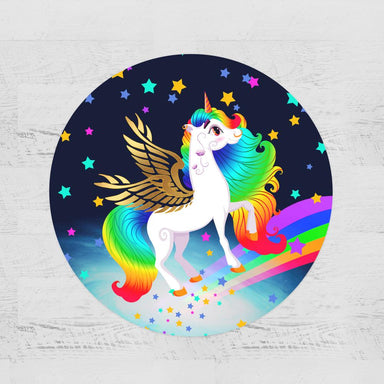 Rainbow Unicorn Rainbow Unicorn Round Minky Blanket