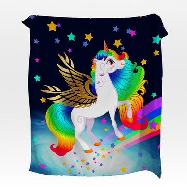 Rainbow Unicorn Rainbow Unicorn Squiffy Minky Blanket