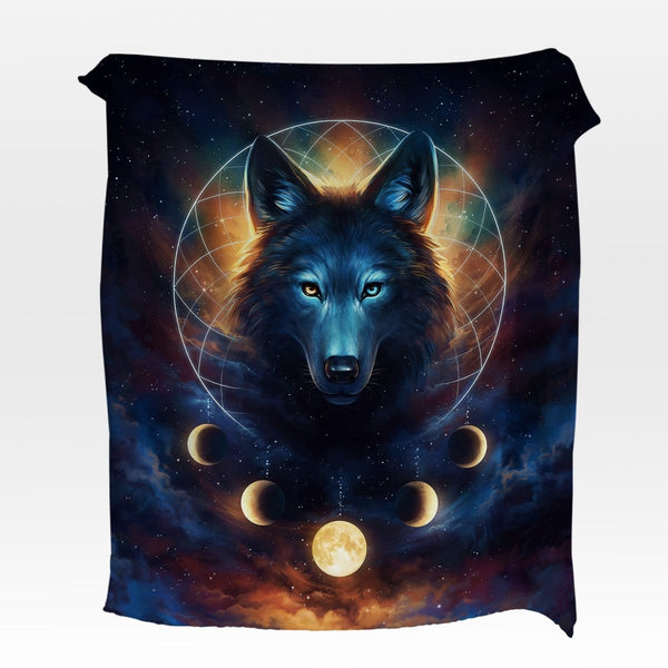 Galaxy Wolf Moon Dreamcatcher Galaxy Wolf Moon Dreamcatcher Squiffy Minky Blanket