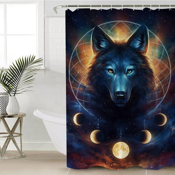 Galaxy Wolf Moon Dreamcatcher Galaxy Wolf Moon Dreamcatcher Shower Curtain