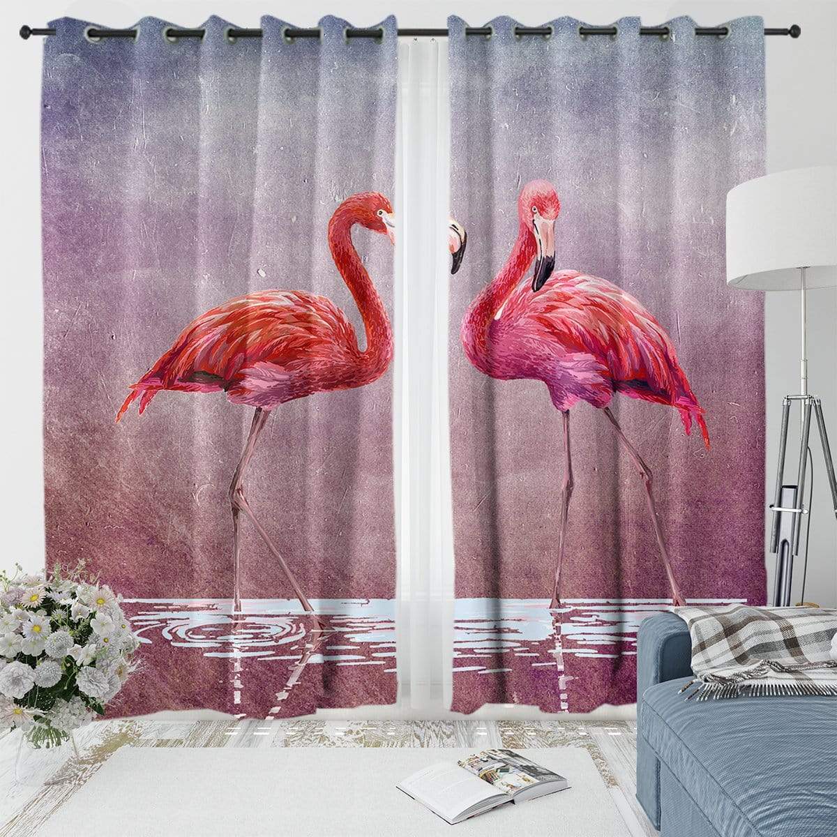 Pink Lake Flamingo Pink Lake Flamingo Curtain Set