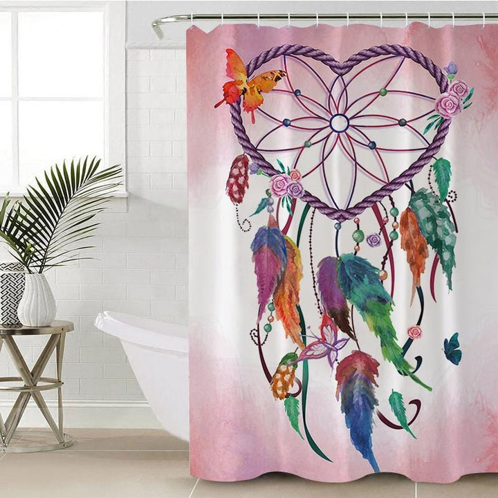 Pink Heart Dreamcatcher Pink Heart Dreamcatcher Shower Curtain