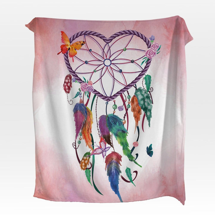 Pink Heart Dreamcatcher Pink Heart Dreamcatcher Squiffy Minky Blanket