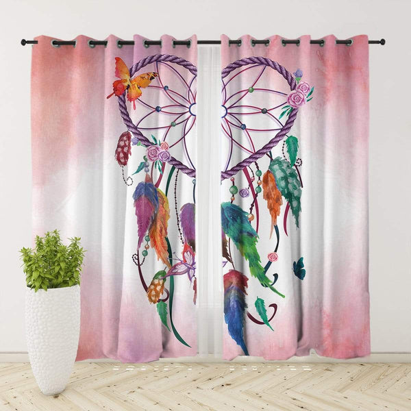 Pink Heart Dreamcatcher Pink Heart Dreamcatcher Curtain Set