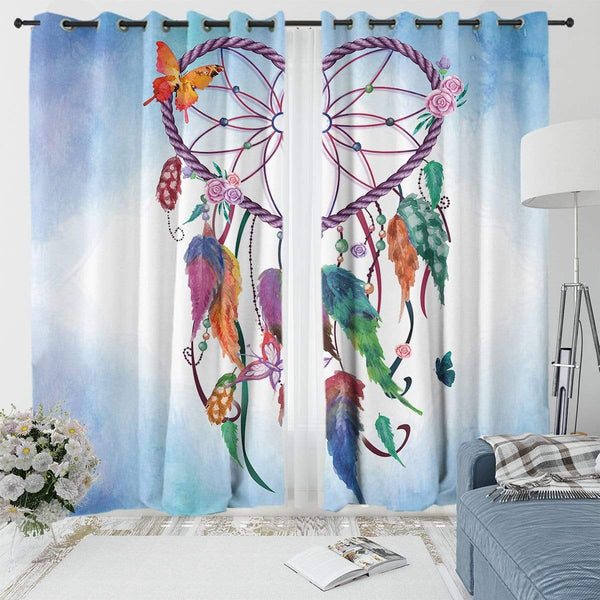 Blue Dreamcatcher Blue Heart Dreamcatcher Curtain Set