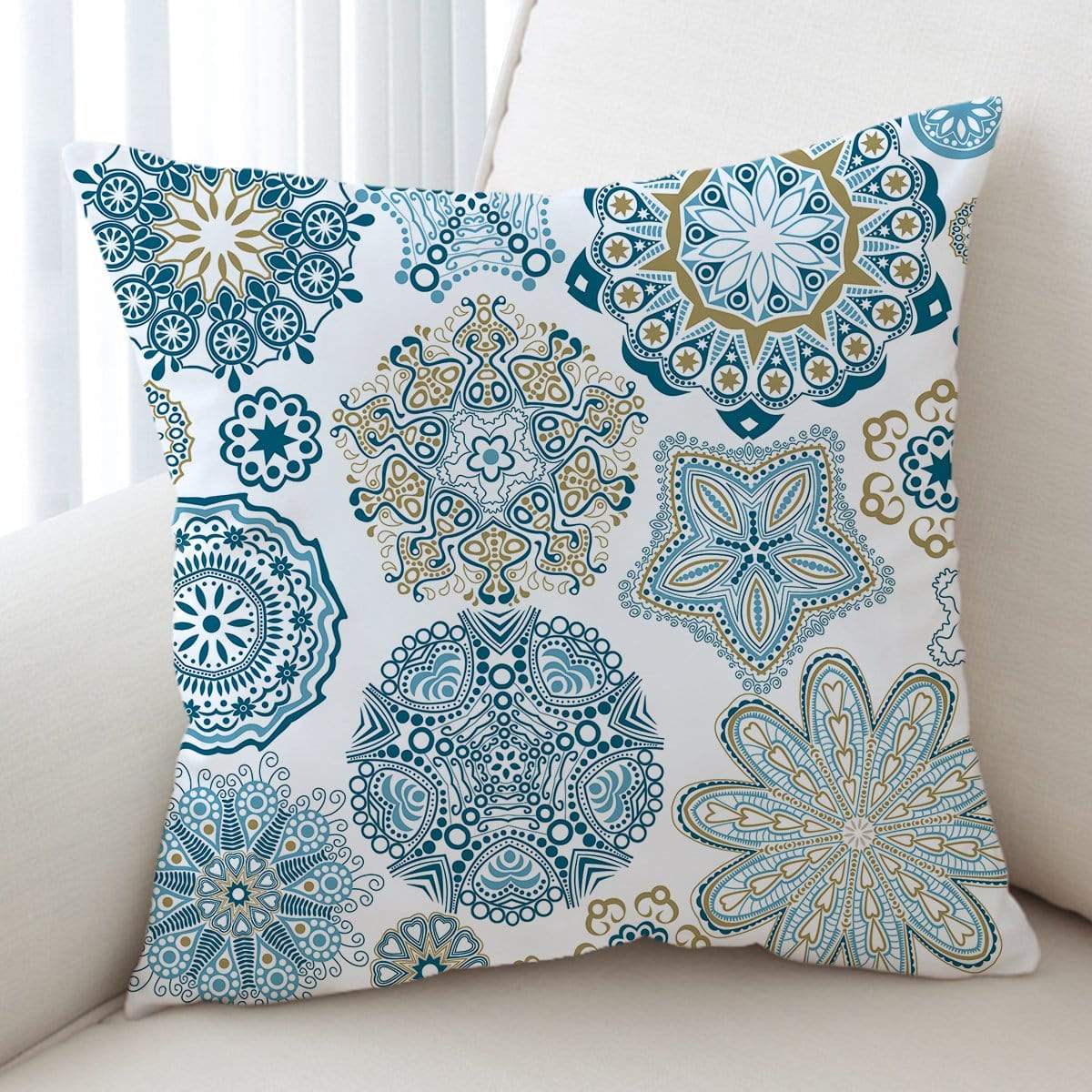 Turquoise Mosaic Mandala Turquoise Mosaic Mandala Cushion Cover