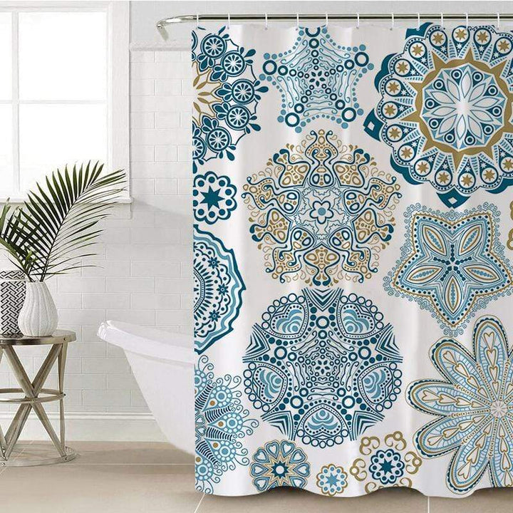 Turquoise Mosaic Mandala Turquoise Mosaic Mandala Shower Curtain
