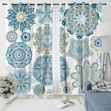 Turquoise Mosaic Mandala Turquoise Mosaic Mandala Curtain Set