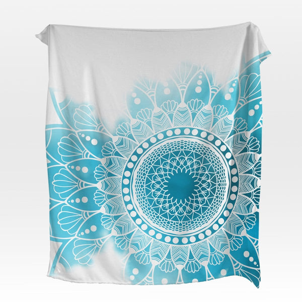 Caribbean Blue Mandala Caribbean Blue Mandala Squiffy Minky Blanket