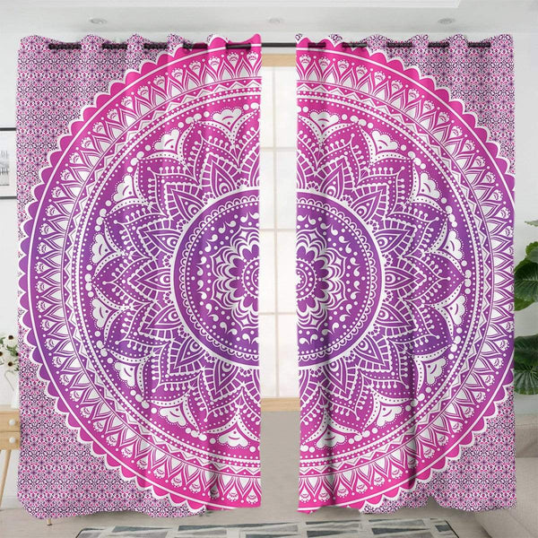 Flamingo Pink Ombre Mandala Flamingo Pink Ombre Mandala Curtain Set