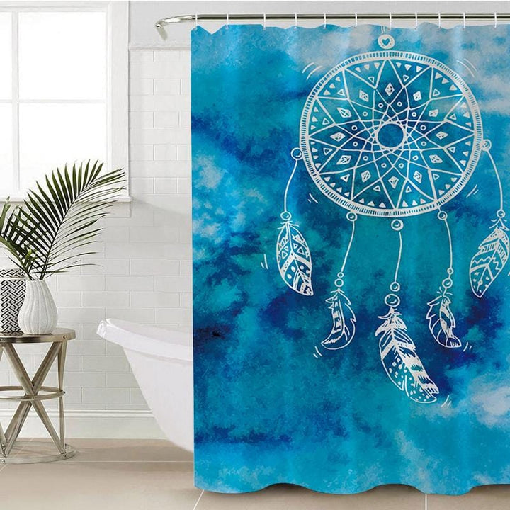 Bahaman Sea Blue Dreamcatcher Bahaman Sea Blue Dreamcatcher Shower Curtain