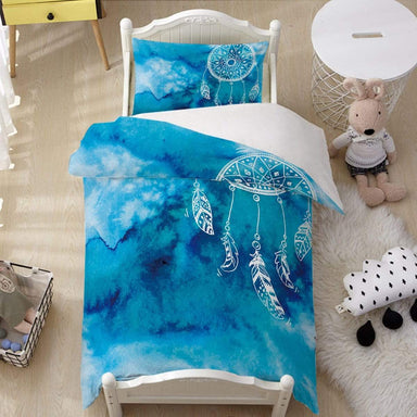 Bahaman Sea Blue Dreamcatcher Cot Bahaman Sea Blue Dreamcatcher Quilt Cover Set