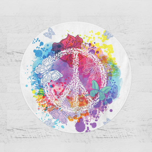 Butterfly Peace Butterfly Peace Round Minky Blanket