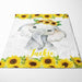 personalised 75x100cm / Sunflower Baby Elephant - Floral Personalised Squiffy Minky Blanket