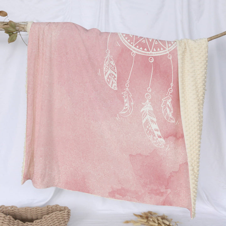 Bahaman Sea Pink Dreamcatcher Bahaman Sea Pink Dreamcatcher Deluxe Minky Blanket