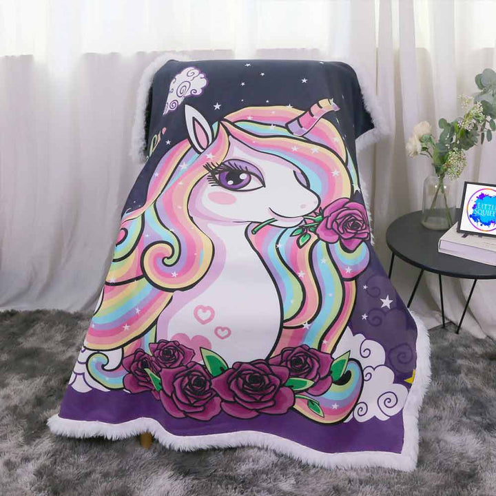 Believe In Magic Unicorn Plush Sherpa Blankets Believe In Magic Unicorn Blanket