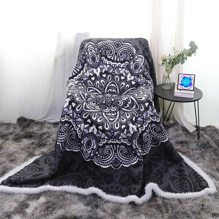 Black & White Mandala Plush Sherpa Blankets Black & White Mandala Blanket