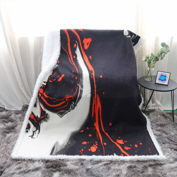 Marble Plush Sherpa Blankets Blood Moon Marble Blanket