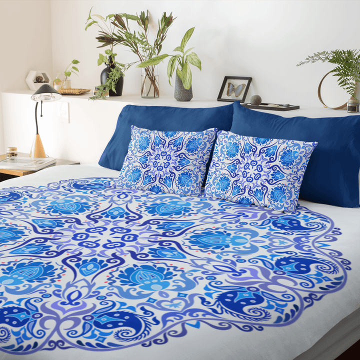 Blue Paisley Mandala Blue Paisley Mandala Quilt Cover Set